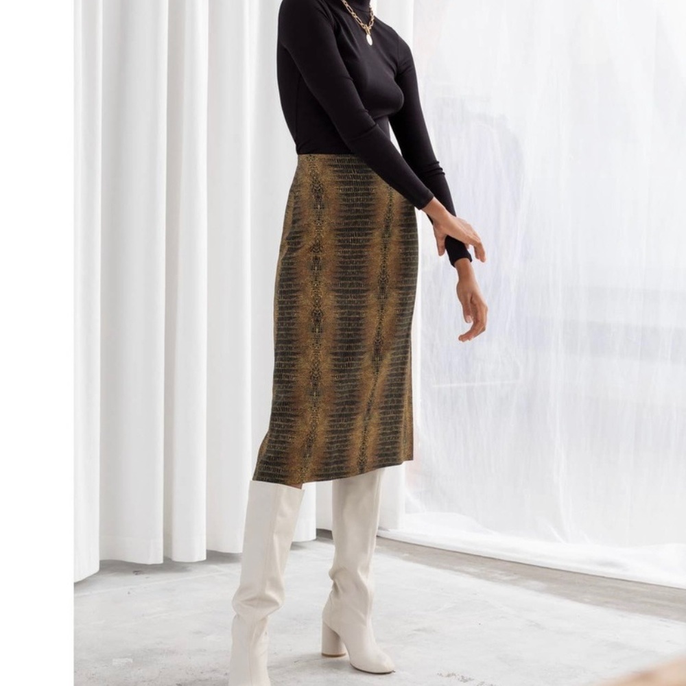 & Other Stories Y2K Animal Print Midi Skirt